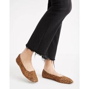 New Madewell The Cory Flat Leopard Calf Hair Dessert Dune Multi Women's Size 6